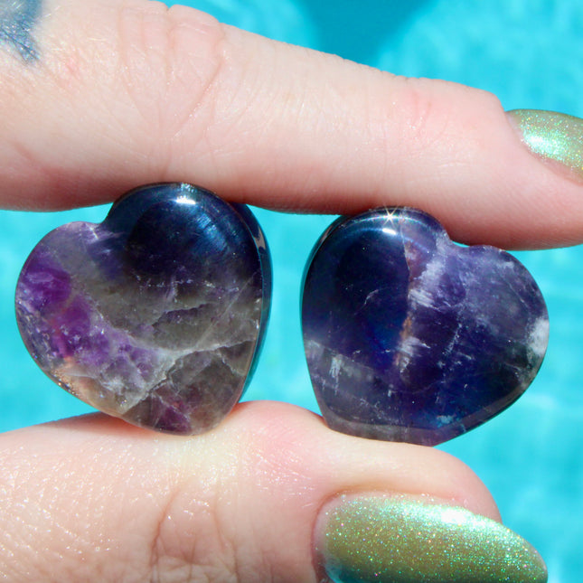 Amethyst Heart Shaped Double Flared Plugs Gauges Pair