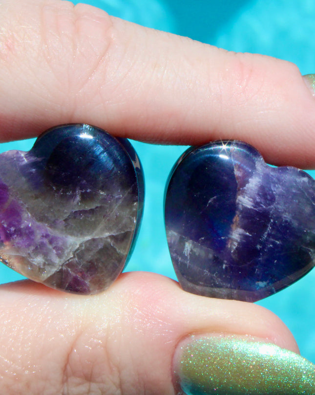 Amethyst Heart Shaped Double Flared Plugs Gauges Pair