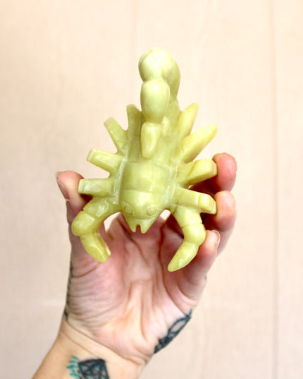 Yellow Jade Stone Scorpion Carving – 4 Inch Polished Natural Scorpion Figurine
