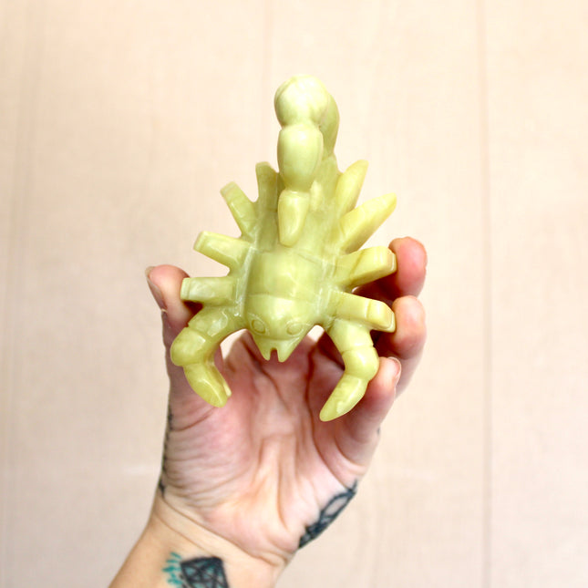 Yellow Jade Stone Scorpion Carving – 4 Inch Polished Natural Scorpion Figurine