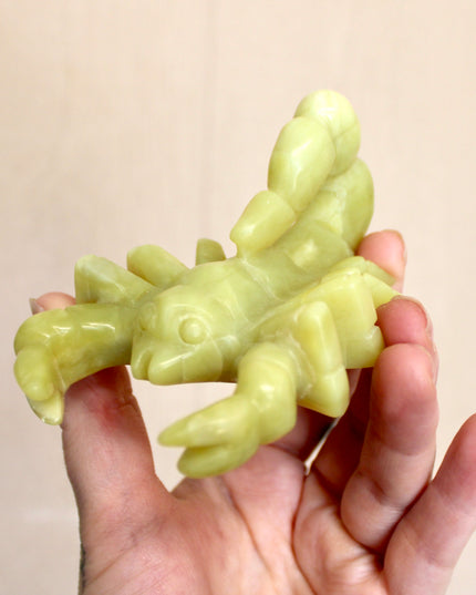 Yellow Jade Stone Scorpion Carving – 4 Inch Polished Natural Scorpion Figurine