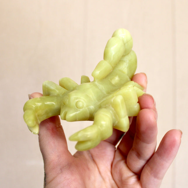 Yellow Jade Stone Scorpion Carving – 4 Inch Polished Natural Scorpion Figurine