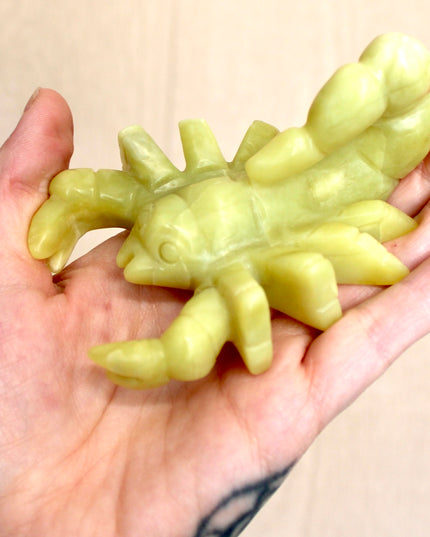 Yellow Jade Stone Scorpion Carving – 4 Inch Polished Natural Scorpion Figurine