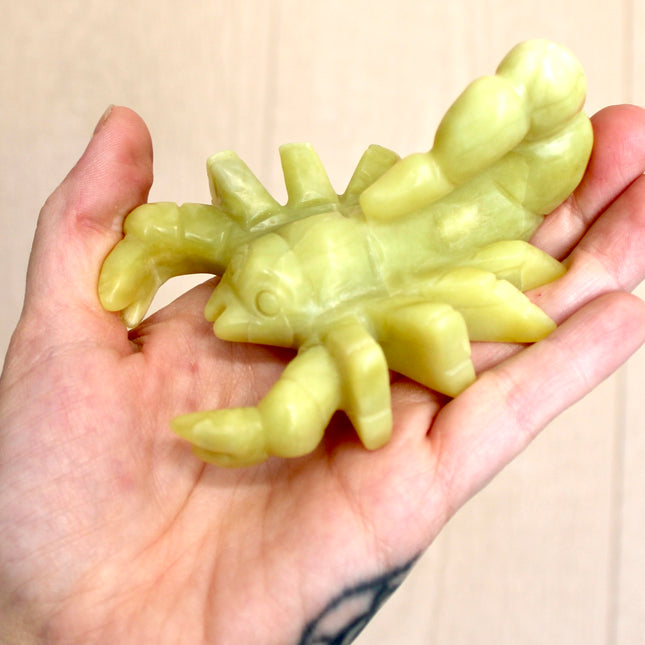 Yellow Jade Stone Scorpion Carving – 4 Inch Polished Natural Scorpion Figurine