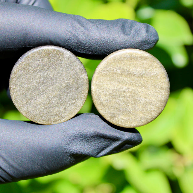 Golden Obsidian Double Flare Plugs PAIR 3mm-25mm