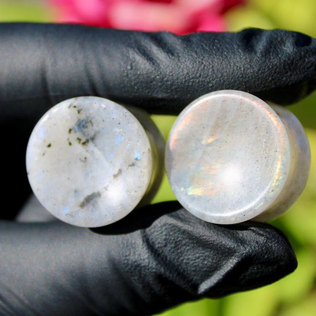 Dream Amethyst Double Flare Plugs- RARE Pair of Chevron Amethyst White and Purple Striped Gauges