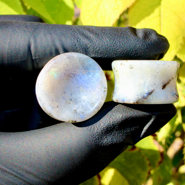 Dream Amethyst Double Flare Plugs- RARE Pair of Chevron Amethyst White and Purple Striped Gauges