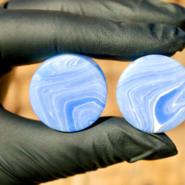 Blue Lace Double Flare Plugs Pair 8mm- 47mm Blue Gauges