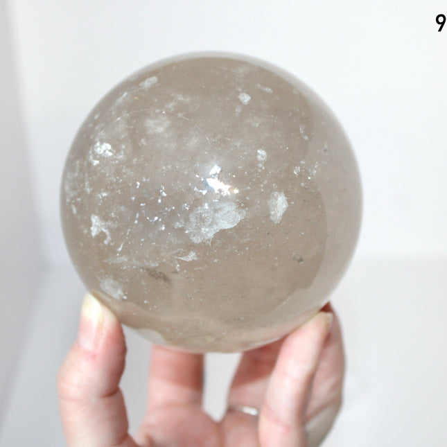 XL Smoky Quartz Spheres – You Pick Large Polished Smoky Quartz Crystal Ball with Plastic Display Stand