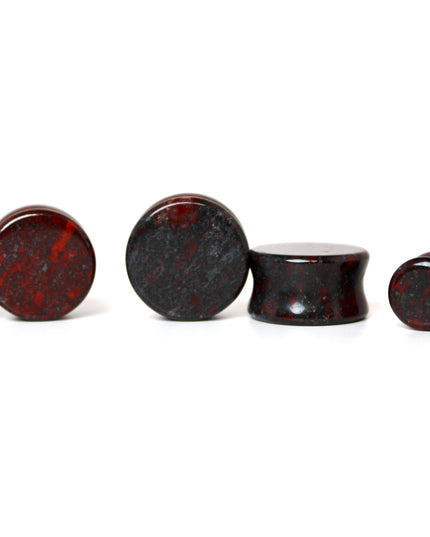 Hematite Stone Black/Red Double Flared Plugs Pair