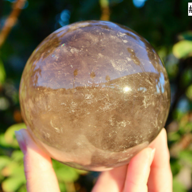 XL Smoky Quartz Spheres – You Pick Large Polished Smoky Quartz Crystal Ball with Plastic Display Stand