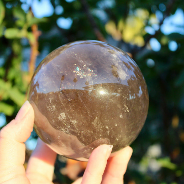 XL Smoky Quartz Spheres – You Pick Large Polished Smoky Quartz Crystal Ball with Plastic Display Stand