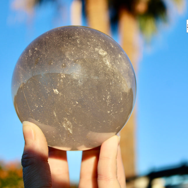 XL Smoky Quartz Spheres – You Pick Large Polished Smoky Quartz Crystal Ball with Plastic Display Stand