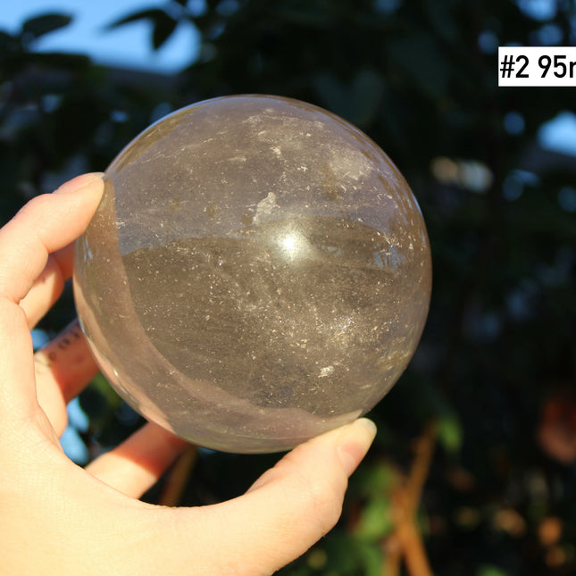 XL Smoky Quartz Spheres – You Pick Large Polished Smoky Quartz Crystal Ball with Plastic Display Stand