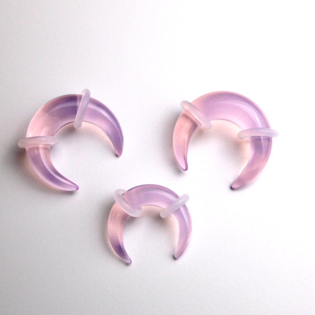 Pink Opalite Pinchers – Ears or Septum - Iridescent Glass Gauge 4mm–7mm 