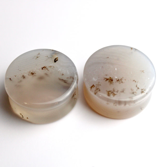 Dendritic Agate Double Flare Stone Plugs – Rare Natural Agate Gauges - Pick Your Pair