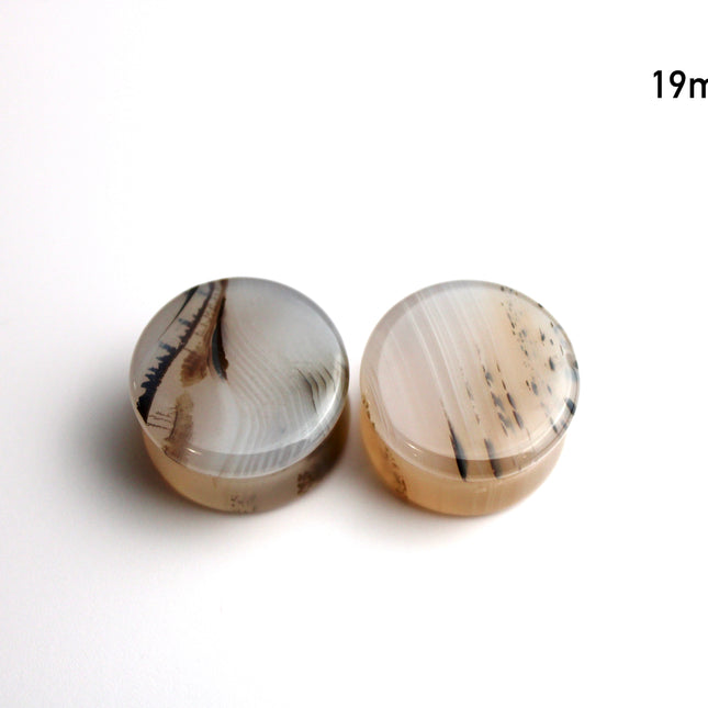 Dendritic Agate Double Flare Stone Plugs – Rare Natural Agate Gauges - Pick Your Pair
