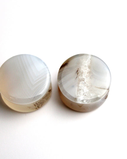 Dendritic Agate Double Flare Stone Plugs – Rare Natural Agate Gauges - Pick Your Pair