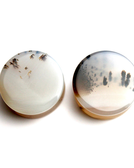Dendritic Agate Double Flare Stone Plugs – Rare Natural Agate Gauges - Pick Your Pair
