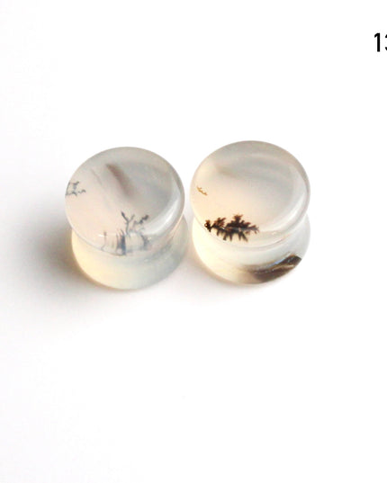 Dendritic Agate Double Flare Stone Plugs – Rare Natural Agate Gauges - Pick Your Pair