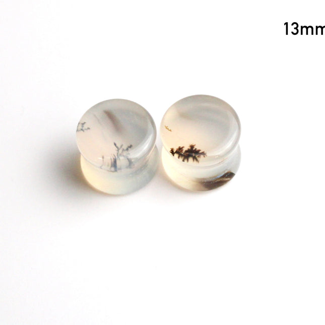 Dendritic Agate Double Flare Stone Plugs – Rare Natural Agate Gauges - Pick Your Pair