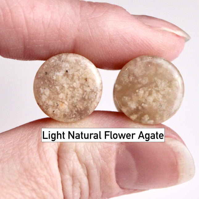 Flower Agate Double Flare Plugs – Rare Natural Floral Stone Gauges in Pink, Red, and Neutral Tones