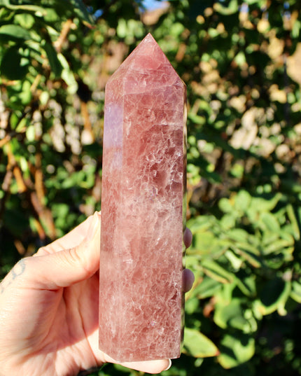 Large Strawberry Quartz Tower – 7–8 Inch Polished Crystal Point