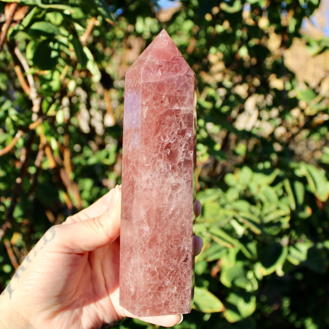 Large Strawberry Quartz Tower – 7–8 Inch Polished Crystal Point