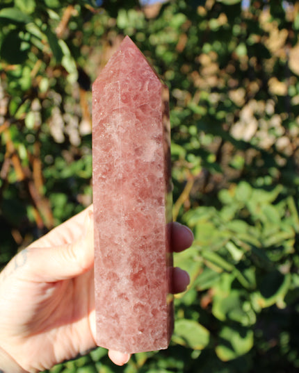 Large Strawberry Quartz Tower – 7–8 Inch Polished Crystal Point