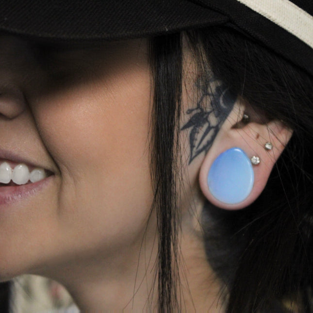 OPALITE TEAR DROP DOUBLE FLARE PLUGS PAIR - EC Plugs