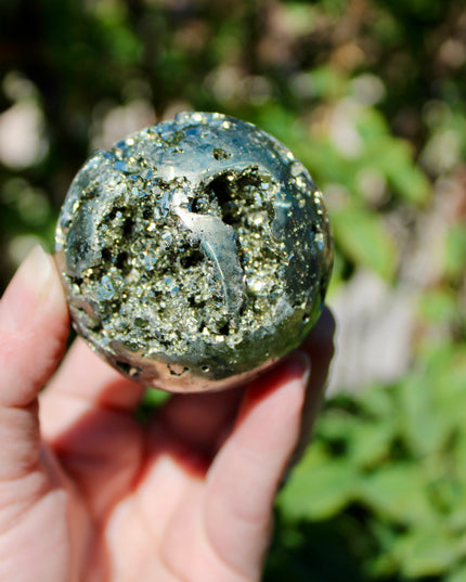 Peruvian Pyrite with Gold Druzy – Natural Pyrite Specimens, Sparkling Golden Druzy Stone Display Pieces, You Pick Your Size