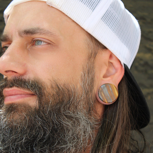 Sunset Jasper Double Flare Stone Plugs