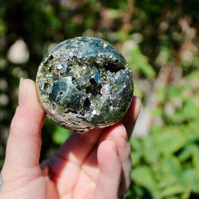 Peruvian Pyrite with Gold Druzy – Natural Pyrite Specimens, Sparkling Golden Druzy Stone Display Pieces, You Pick Your Size