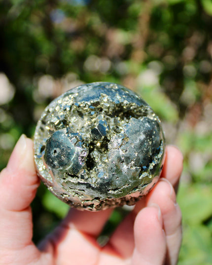 Peruvian Pyrite with Gold Druzy – Natural Pyrite Specimens, Sparkling Golden Druzy Stone Display Pieces, You Pick Your Size