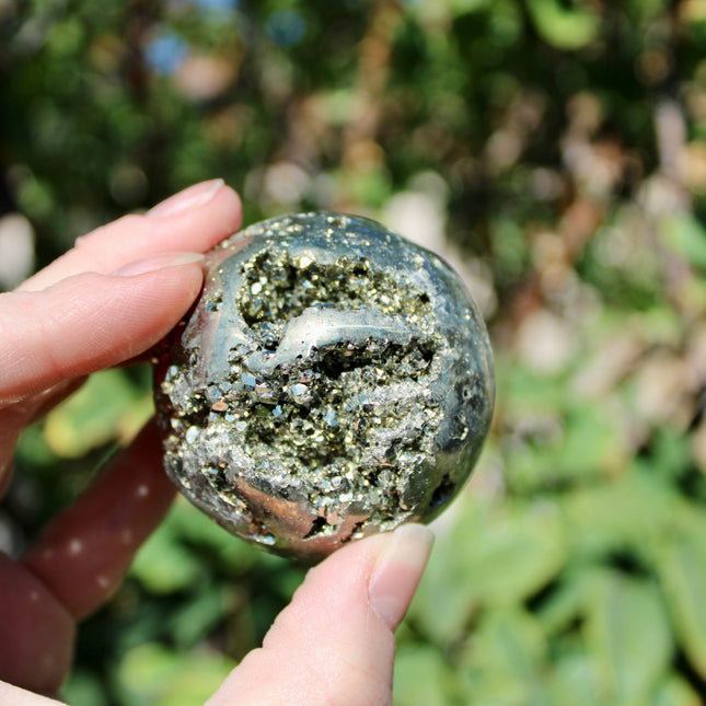 Peruvian Pyrite with Gold Druzy – Natural Pyrite Specimens, Sparkling Golden Druzy Stone Display Pieces, You Pick Your Size