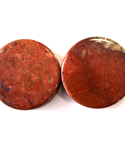 Desert Ocean Jasper Double Flare Plugs – Pair of Yellow and Red Natural Stone Gauges 3mm-35mm