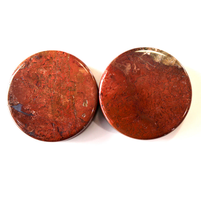Desert Ocean Jasper Double Flare Plugs – Pair of Yellow and Red Natural Stone Gauges 3mm-35mm