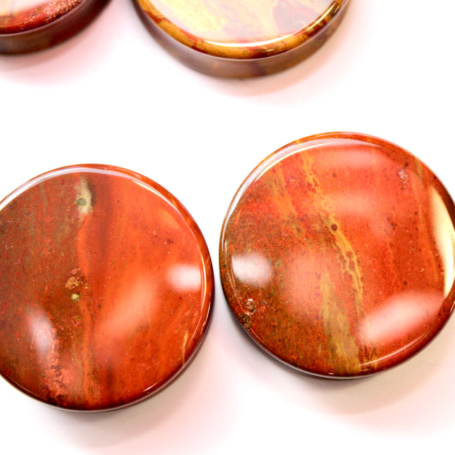 Desert Ocean Jasper Double Flare Plugs – Pair of Yellow and Red Natural Stone Gauges 3mm-35mm