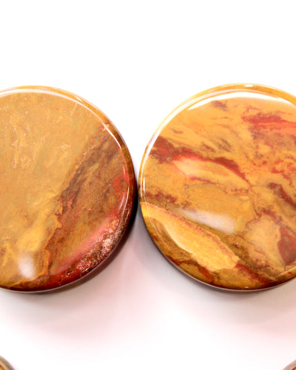 Desert Ocean Jasper Double Flare Plugs – Pair of Yellow and Red Natural Stone Gauges 3mm-35mm