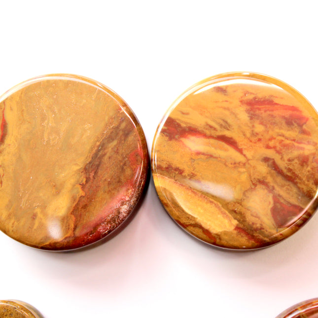 Desert Ocean Jasper Double Flare Plugs – Pair of Yellow and Red Natural Stone Gauges 3mm-35mm