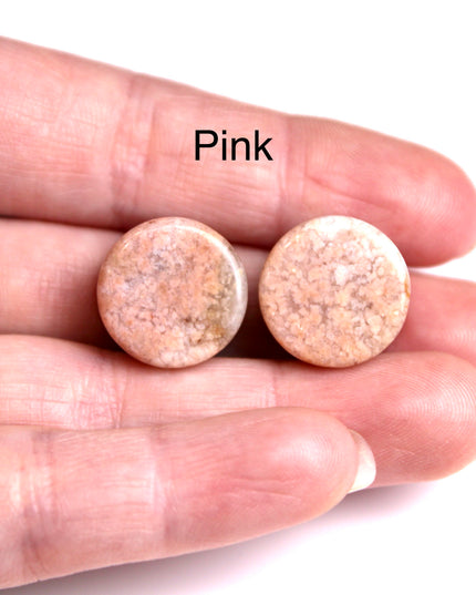Flower Agate Double Flare Plugs – Rare Natural Floral Stone Gauges in Pink, Red, and Neutral Tones