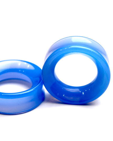 Cobalt Blue Double Flare Tunnels- Blue Glass Plugs 6mm-32mm