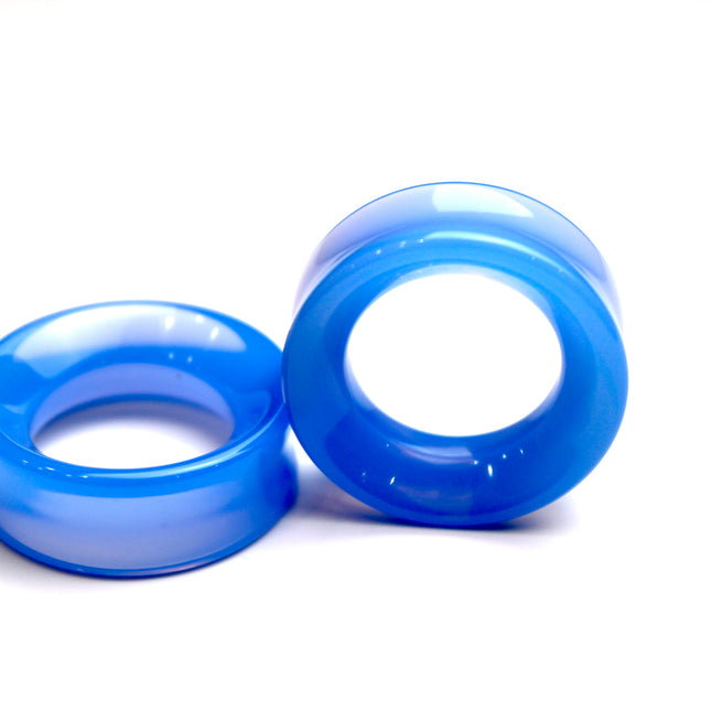 Cobalt Blue Double Flare Tunnels- Blue Glass Plugs 6mm-32mm