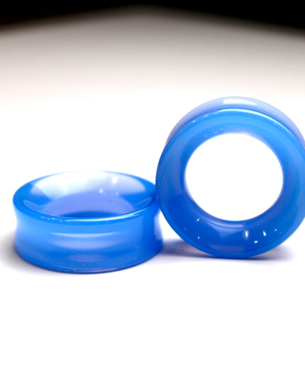 Cobalt Blue Double Flare Tunnels- Blue Glass Plugs 6mm-32mm