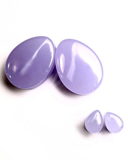 Violet Opalite Glass Teardrop Jewelry for Stretched Ears – Polished Opalite Ear Gauges 8mm–25mm