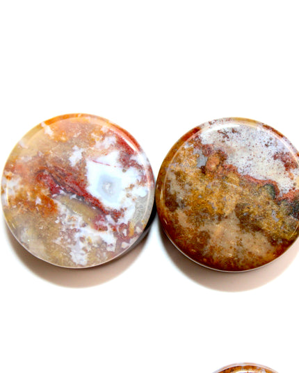 Yellow and Red Moss Agate Plugs - Custom Double Flare Natural Stone Gauges -You Pick -Limited Sizes