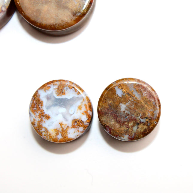 Yellow and Red Moss Agate Plugs - Custom Double Flare Natural Stone Gauges -You Pick -Limited Sizes