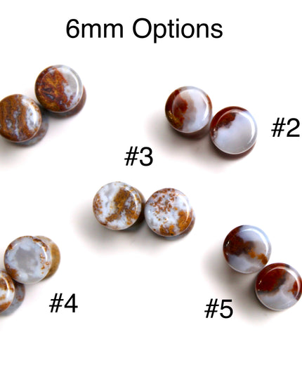 Yellow and Red Moss Agate Plugs - Custom Double Flare Natural Stone Gauges -You Pick -Limited Sizes