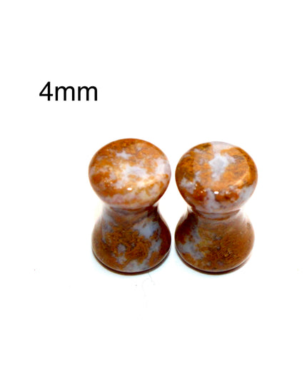 Yellow and Red Moss Agate Plugs - Custom Double Flare Natural Stone Gauges -You Pick -Limited Sizes
