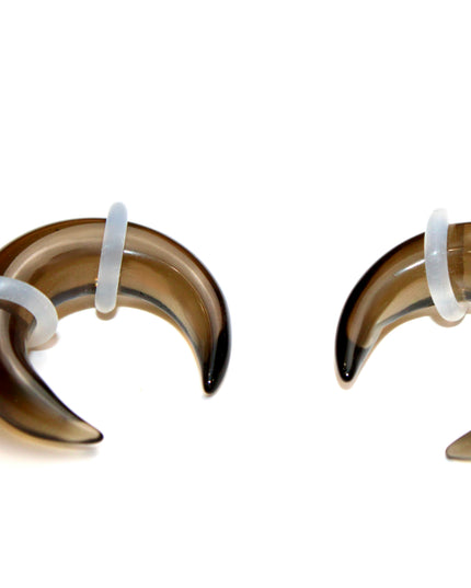 Smoky Glass Septum or Ear Pincher, Dark Brown Glass, Sold Per Piece